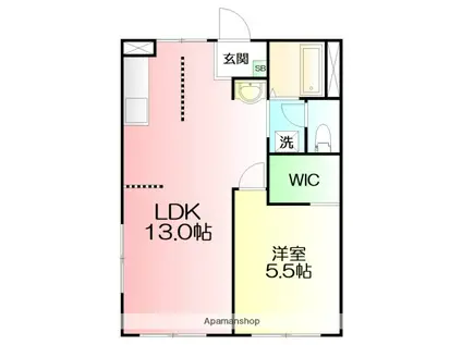 サンボナールB(1LDK/1階)の間取り写真