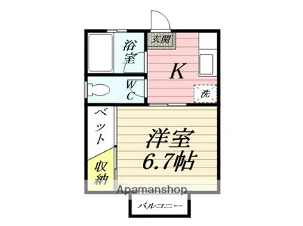 フラッツシガ(1K/2階)の間取り写真