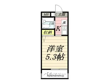 スカイハイム松井(ワンルーム/2階)の間取り写真