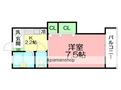 フォレスト(1K/1階)の間取り写真