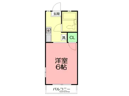 サザンフラット(ワンルーム/2階)の間取り写真