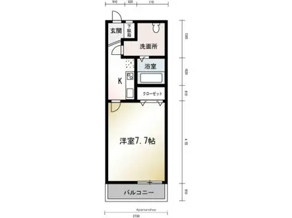 ルミエール(1K/1階)の間取り写真