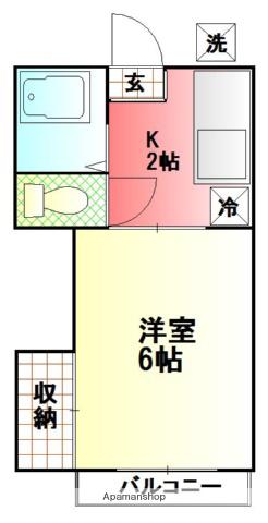 第2グリーンハウス(1K/1階)の間取り写真