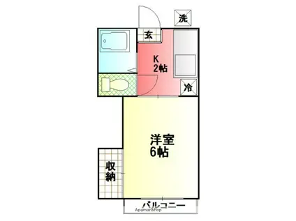 第2グリーンハウス(1K/2階)の間取り写真