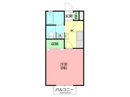 アンビシャス(1K/1階)の間取り写真