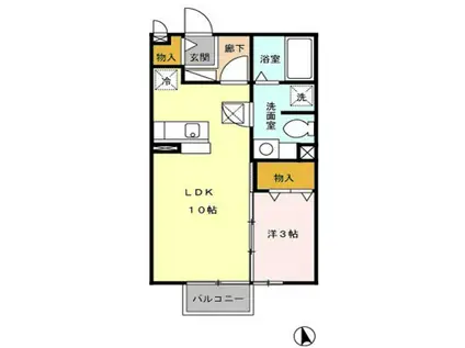 メゾン・ド・コンフォール(1LDK/1階)の間取り写真