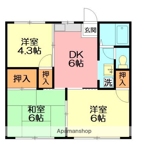 コーポちとせ(3DK/2階)の間取り写真