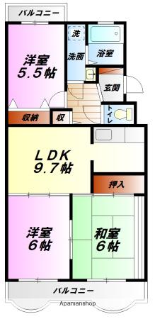 サンハイム神谷(3LDK/3階)の間取り写真
