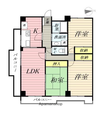 ソシエ弐番館(3LDK/7階)の間取り写真