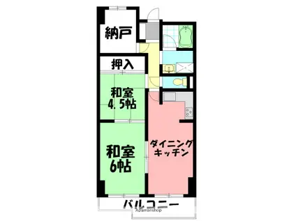 ソシエ弐番館(2SDK/4階)の間取り写真