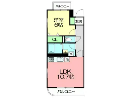 アルエット湘南(1LDK/3階)の間取り写真