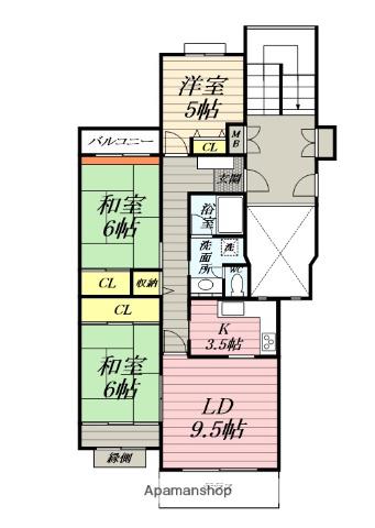 サニータウン茅ヶ崎2号棟(3LDK/1階)の間取り写真