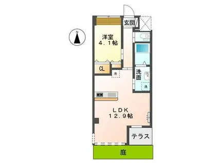 サン・ドゥーズ 湘南(1LDK/1階)の間取り写真