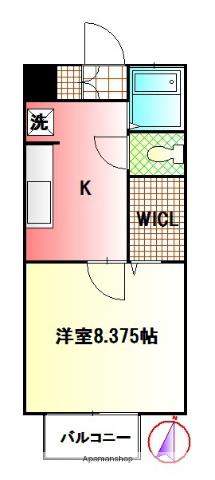 エスポワール(1K/2階)の間取り写真