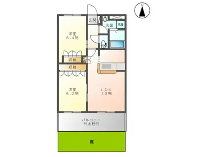 サンシャインA.江藤(2LDK/1階)の間取り写真