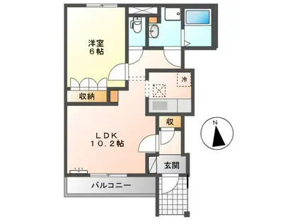 エクセレントヴュー米峰(1LDK/1階)の間取り写真