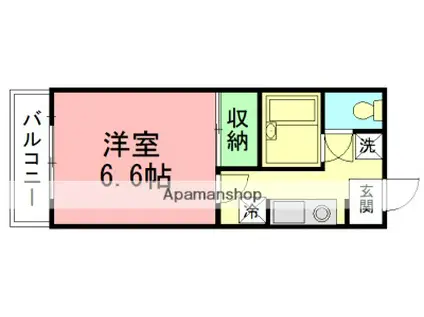 ウェルネスⅢ(1K/1階)の間取り写真