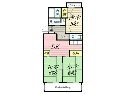 ベルハイツ高嶺(3DK/2階)の間取り写真