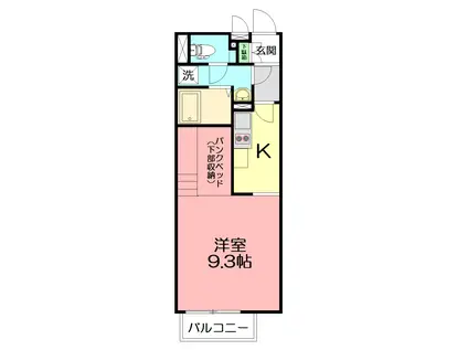 ミランダプリエ(ワンルーム/1階)の間取り写真