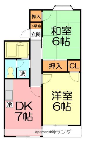 ラベンダー湘南Ⅰ(2DK/2階)の間取り写真