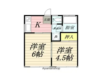 ヒルトップ湘南(2K/2階)の間取り写真