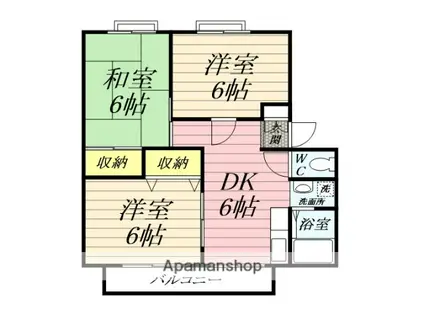 サンビレッジ綾瀬C棟(3DK/2階)の間取り写真