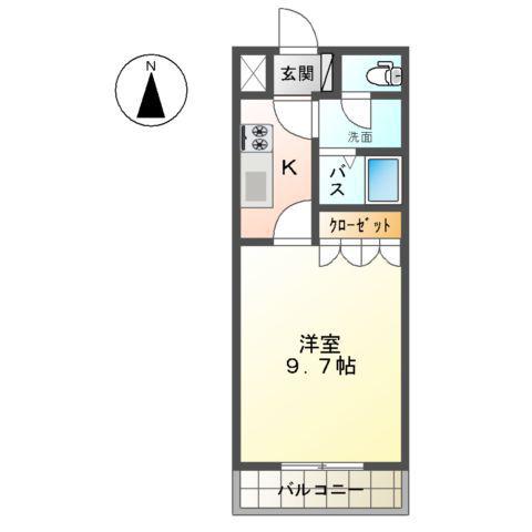 サニーインプレスⅡ(1K/2階)の間取り写真