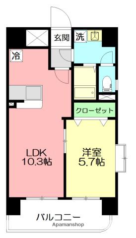 ドメイン藤沢(1LDK/5階)の間取り写真