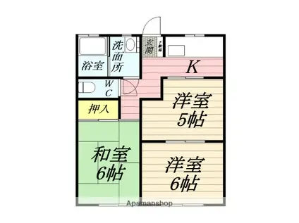 ジュネスナカタ1(3K/2階)の間取り写真