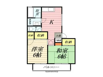 コーポKJM(2K/2階)の間取り写真