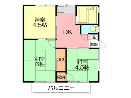 コーポあやめ(3DK/1階)の間取り写真