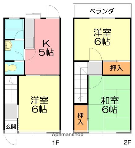 メゾネット長嶋(3K)の間取り写真