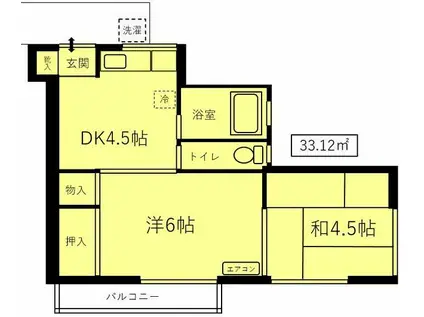 石田荘(2DK/2階)の間取り写真