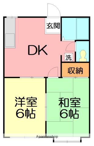 メゾン・ド・セラヴィア(2DK/1階)の間取り写真