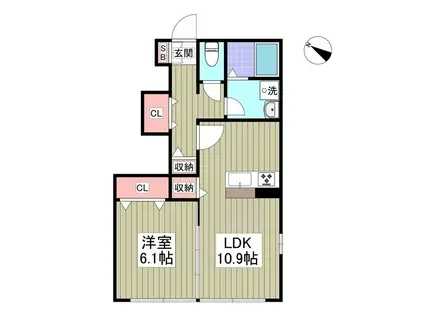 GRANDSKY西湘(1LDK/1階)の間取り写真