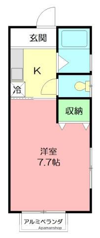 小田急電鉄小田原線 東海大学前駅 徒歩7分 2階建 築26年(1K/2階)の間取り写真