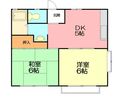 オークスA・B(2DK/2階)の間取り写真