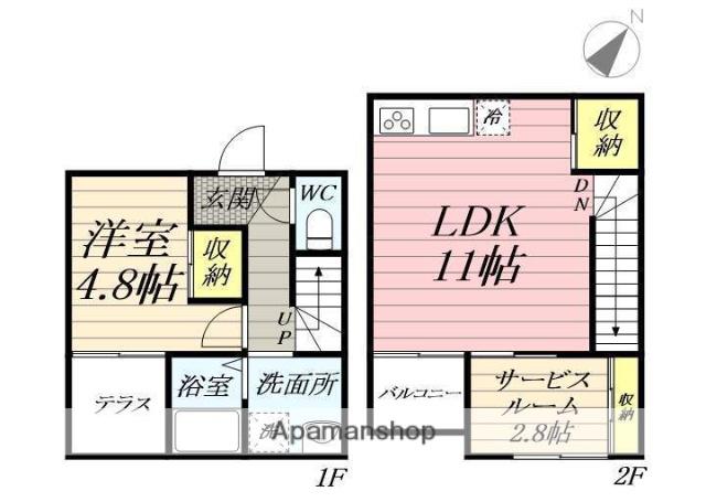 ビーバレーMV(1SLDK/1階)の間取り写真