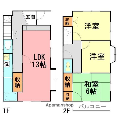 相模線 北茅ケ崎駅 徒歩11分 2階建 築34年(3LDK)の間取り写真