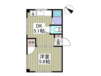 第一ハイム山下(1DK/1階)の間取り写真