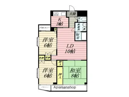 大和APビル(3LDK/6階)の間取り写真