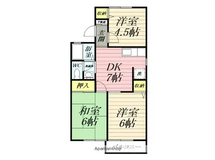シンセイレジデンス湘南仲町(3DK/2階)の間取り写真
