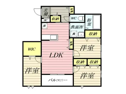 ソレイユ片瀬(3LDK/2階)の間取り写真