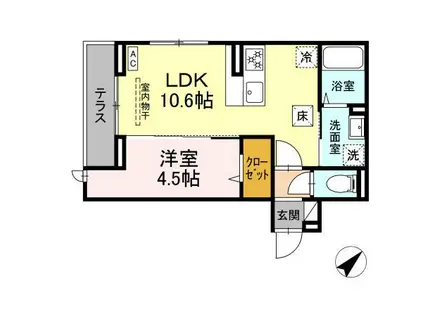 シンシアタワー(1LDK/1階)の間取り写真
