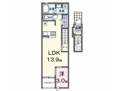 フォレストハイム(1LDK/2階)の間取り写真