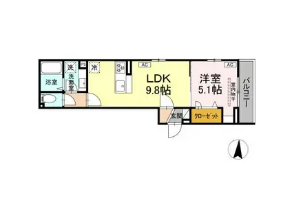 シャルム十間坂(1LDK/2階)の間取り写真