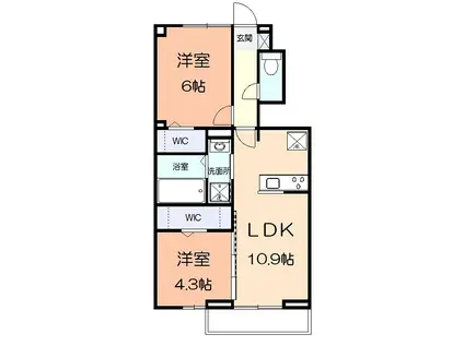クレスト湘南(2LDK/1階)の間取り写真