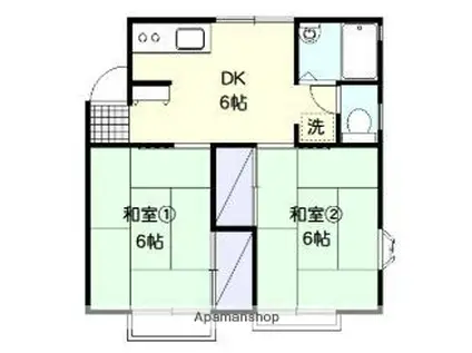 グランデュールA棟(2DK/1階)の間取り写真