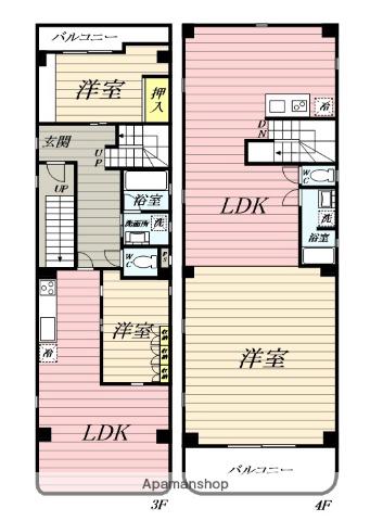 オーシャンビル(3LDK/3階)の間取り写真