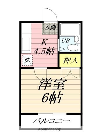 プレステージⅤ(1K/2階)の間取り写真